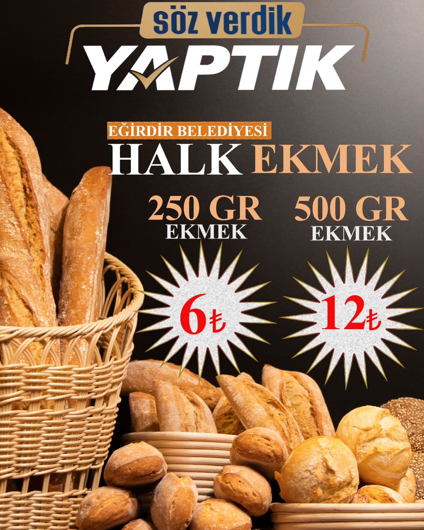 Eğirdir Belediyesi’nden Yeni Hizmet: Uygun Fiyatlı Halk Ekmeği Satışı