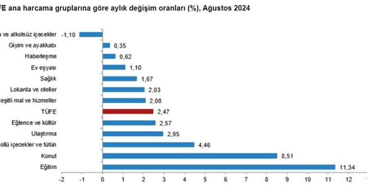 TUİK, gıda ve alkolsüz içecekler grubunun bir önceki aya göre düştüğünü söylüyor