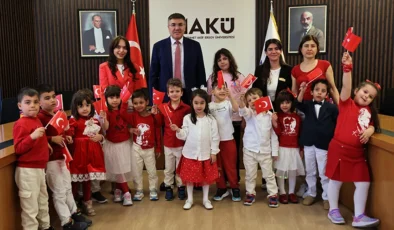MAKÜ’de 23 Nisan coşkusu: Minik misafirler rektörlükte ağırlandı
